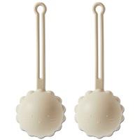 2x Nordic Kids Baby Henny Silicone Holder For Dummy/Pacifier/Soother Almond