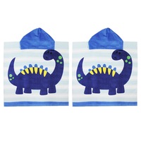 2x Onkaparinga Kids 60x120cm Absorbent Hooded Beach/Bath/Swimming Towel Dino