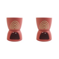 2x Urban 13.5cm Shae Rainbow Ceramic Fondue Set Kitchen Melting Pot w/ Fork Pink