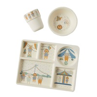3pc Jiggle & Giggle Kids Spectacular Bamboo Divider Dining Set Plate/Bowl/Cup