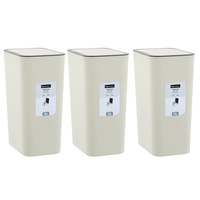 3x Boxsweden 10L/33cm Touch Top Rubbish Bin Garbage/Trash Storage Rectangle WHT