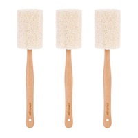 3x Clevinger Eco Loofah Shower Back/Body Scrubber With Wood Handle 6.5x36cm