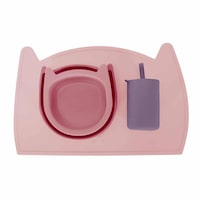 4pc Annabel Trends Cat Dinner Set Silicone Baby Placemat Plate/Bowl/Cup Set 0m+