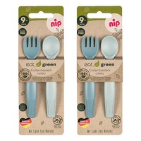 4pc Nip Baby/Infant Eat Green Cutlery/Utensil Tableware Feeding Set Blue 9m+