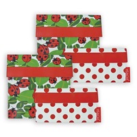 4pc Sachi Reusable Sandwich/Snack Lunch Pockets Food Pouch Storage Lady Bug 