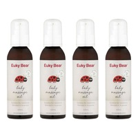 4x Euky Bear Vegan Baby Gentle Soothing Massage Oil with Organic Jojoba 125ml