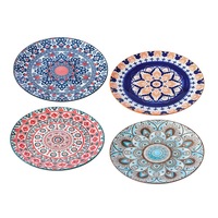 4x Lemon & Lime Moroccan Deco 26.5cm Round Ceramic Dinner Plate Food Dish Asstd