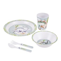 5pc Ashdene Dino Land Kids/Children Melamine Dinner Cup/Bowl/Plate/Fork/Spoon 