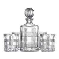 5pc Salt & Pepper Bond Tartan Whisky Drink Set Glass Decanter/Tumblers Clear