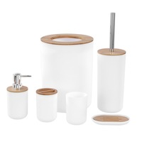 6pc Boxsweden WH Bathroom Set Soap Dispenser/Toilet Brush/Toothbrush Holder/Bin