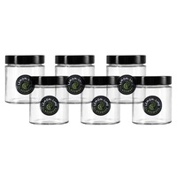 6x Lemon & Lime Soho 470ml Glass Preserve Jar Container Storage w/ Black Lid CLR