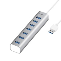 7-Port USB 3.0 Hub Aluminium Slim w/ Power for PC/Mac/Laptop Charge/Data Sync
