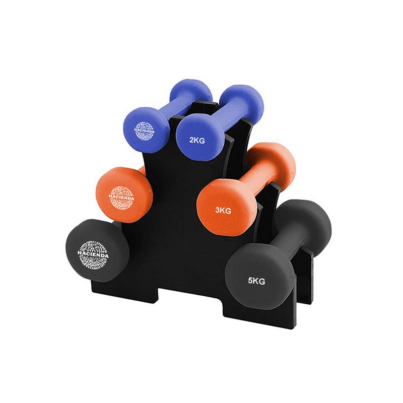 7pc Hacienda 2/3/5kg Weighted Dumbbell Set Gym Fitness Workout Exercise w/Rack Australia