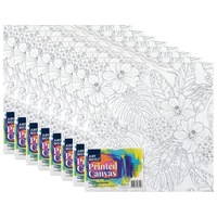 8x Art Boxd Canvas 30cm Pre-Printed Kids/Children Colouring/Painting Art Assort