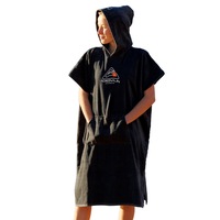 Adrenalin 100% Cotton Beach/Spa/Pool Towel Hooded Poncho Towel S Teen BLK