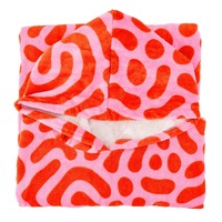 Annabel Trends Beach Poncho 100x82cm Cover Up Absorbent Towel Red Squiggles