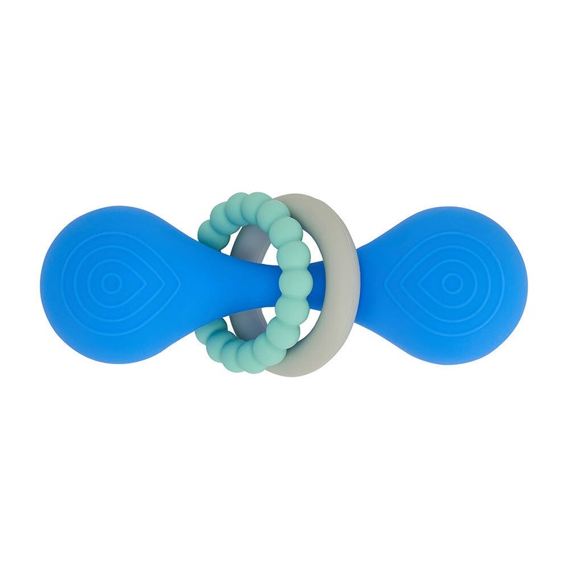 Annabel Trends Silicone Dumbbell Rattle Baby/Infant Teether Chew Toy Blue Australia