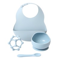 Baby 48x43cm Silicone Dinner Set Gift Boxed Baby/Infant Feeding Tableware Blue