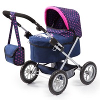 Bayer Trendy 68cm Doll Pram Stroller Toy Dark Blue w/ Pink Hearts/Unicorn 3y+