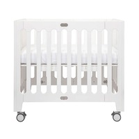 Bloom Alma Baby/Toddler Grow Beech Wood Portable Crib w/ Wheels - Coconut White