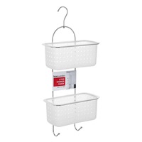 Boxsweden 2-Tier Wall Hanging 70cm Shower Caddy Bathroom Organiser Rack Frosted