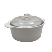 Ceramic Casserole Dish Microwave/Oven Home Cooking Set W/Glass Lid 2.0L Size