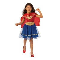 DC Comics Girls Wonder Woman Deluxe Halloween Tutu Costume w/ Cape/Belt Size M