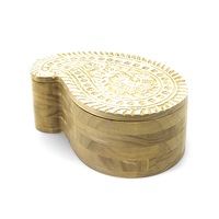DWBH Wooden/Timber Oak Paisley Storage Jewellery Box 17.5x9x17.5cm Home Decor