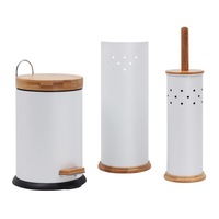 Eco Basics 3-in-1 Bathroom Toilet/Roll Holder Storage/3L Rubbish Bin Set White