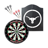 Formula Sports Longhorn Wall Mountable 56cm Cabinet/Dartboard/Brass Dart Set