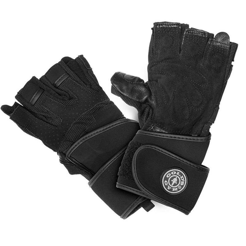 Gold's Gym L/XL Leather/Suede Training Gloves/Weight Lifting Fitness Workout BLK Australia