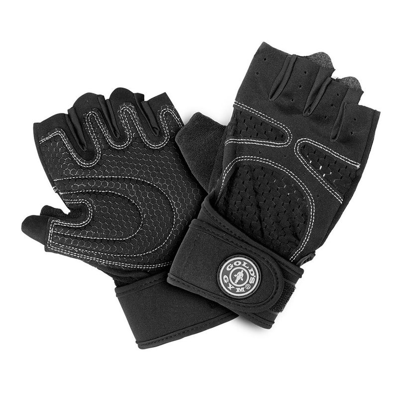 Gold's Gym L/XL Training Gloves Weight Lifting Fitness Workout w/Wrist Strap BLK Australia