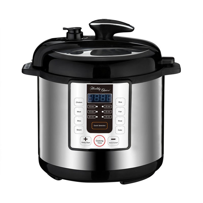 Healthy Choice 6L Electric Slow Pressure Cooker 1000W LED Display Non Stick Pot
