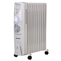 Heller Portable Oil Heater 11 Fin Fan Timer w/ 2400W 3 Heat Settings White