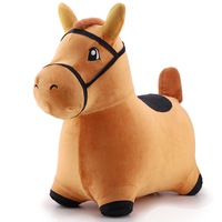 iPlay iLearn 33cm Bouncy Horse Plush Inflatable Ride-On Kids Play Toy 18m+ Brown