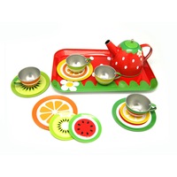 Kaper Kidz Children's/Kids Fruit Salad Themed Pretend Play Tin Tea Set 15Pcs 3+