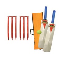 Land & Sea Park Family Cricket Set w/2x No.5 Adult Wood Bat/Ball/Wicket/Bail/Bag