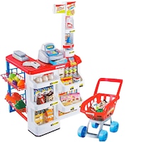 Kids Supermarket Store Food Pretend Play Set Cash Shopping Trolley Toys market