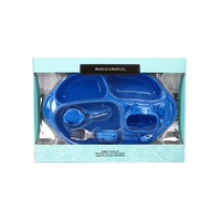 Marcus & Marcus Toddler/Child Silicone Dining Plate Set Blue Hippo Lucas 18m+
