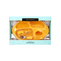 Marcus & Marcus Toddler/Child Silicone Dining Plate Set Yellow Giraffe Lola 18m+