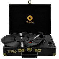 mbeat Woodstock Retro Turntable 3 Speed Vinyl Record Player w/Speaker Black