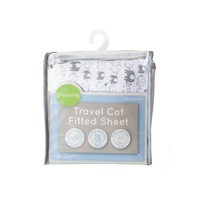 Playette 200TC Printed 73x105cm Cotton Travel Cot Fitted Sheet Baby Bed White