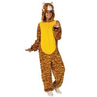 Rubies Tiger Furry Jumpsuit Adult Dress Up Halloween Party Costume Yellow