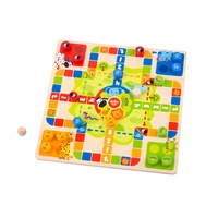 Tooky Toy Kids 2 In 1 Wooden Board Game Classic Ludo/Snakes & Ladders 30cm 3+