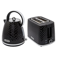 Westinghouse Electric 1.7L 2200W Kettle & 930W 2 Slice Bread Toaster Set Black