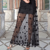 Maxi Skirt With Hand Sewn Floral Structures