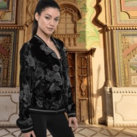 Printed Velvet Bomber Jacket