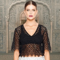 Diamond Shaped Embroidered Crop Top