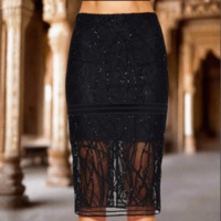 Bamboo Inspired Embroidered Pencil Skirt