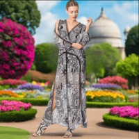 Mandala Printed Dress with Open Sleeves